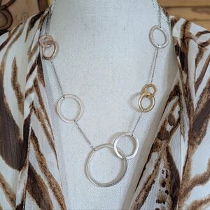 J. Jill Mixed Metal Interlocking Circle Necklace - Tri-Color NWT